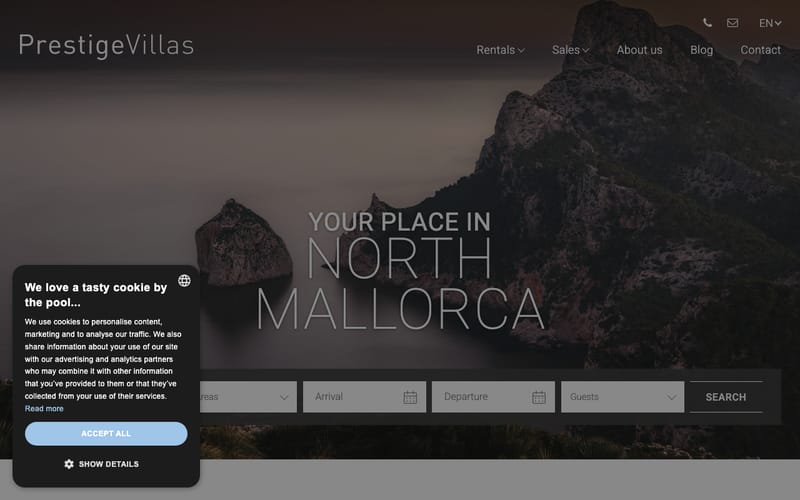 Website von Prestige Villas Pollensa