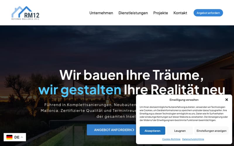 Website von Reforma Mallorca 2012 S.L.