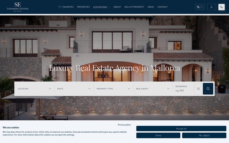Website von Sandberg Estates