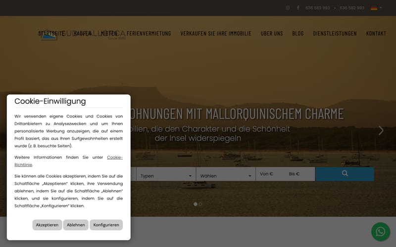 Website von SUD Mallorca Inmobiliaria