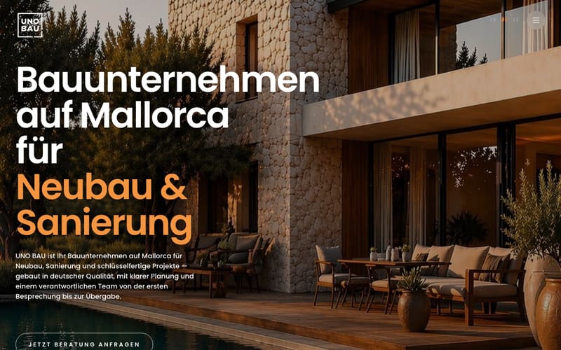 Website von UNO BAU S.L.