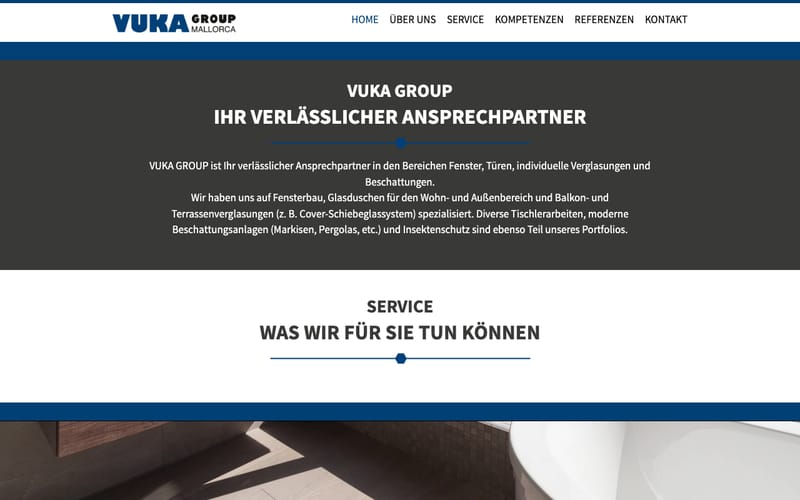 Website von VUKA Group - Glaserei Hausmann