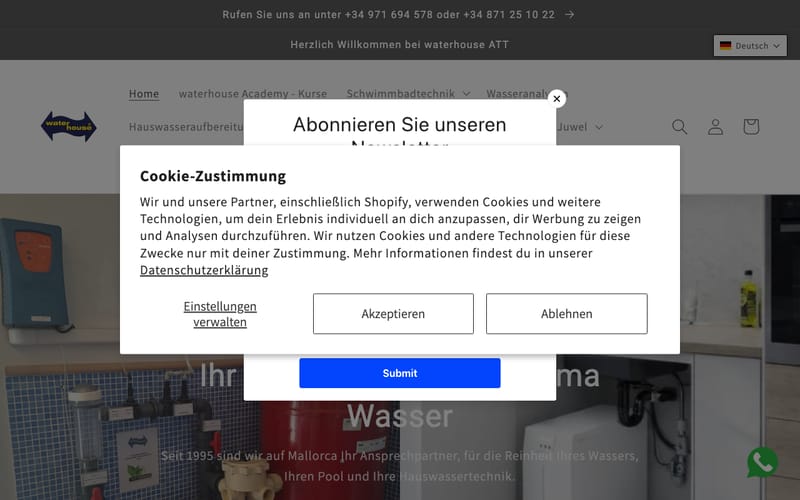 Website von Waterhouse ATT S.L.